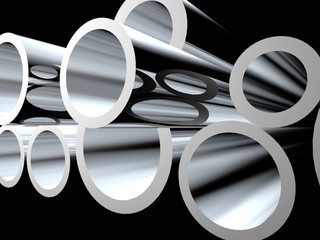 3D metal tubes - high technology background.