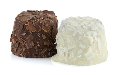 White and brown chocolate candies