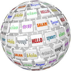 Hello Sphere Word Tiles Global Languages Cultures © iQoncept