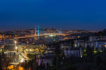 night at Bosporus Bridge istanbul Turkey
