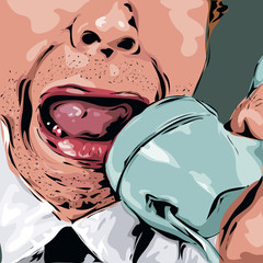 Angry man shouting on phone illustration Art - 51348782