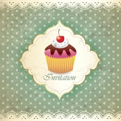 Vintage card with cupcake