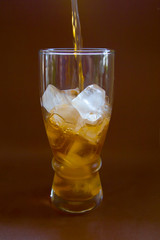 Glass of lemon tea with ice