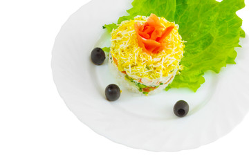 salad rice olives food dish isolated on a white background clipp