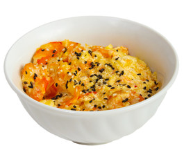 shrimp sesame and seeds cooked isolated a on white background cl