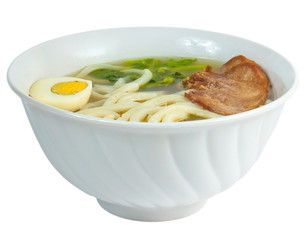 soup beef and pasta egg isolated on white background clipping pa