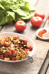 Leczo - hungarian dish with peppers and zucchini