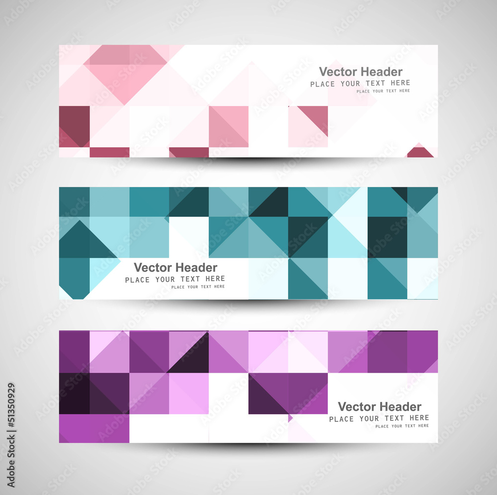 Wall mural abstract shiny colorful mosaic header background white vector