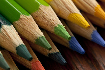 Colored pencils close-up.