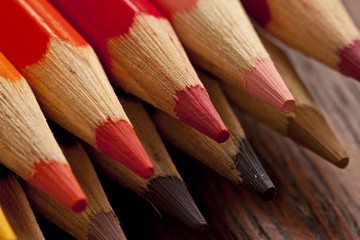 Colored pencils close-up.