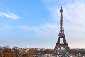 view of Eiffel Tower from Trocadero in Paris