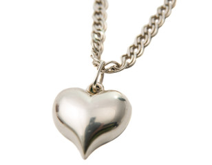 Silver pendant heart isolated