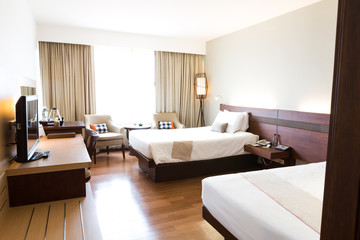 Interior of modern comfortable hotel room