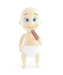 child eating chocolate ice cream