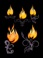 Decorative elements with fire