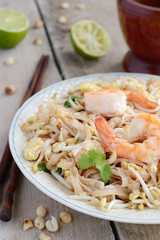 Phad Thai -stir-fried rice noodles with prawns