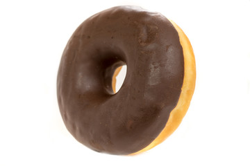 Chocolate donut isolated on white background