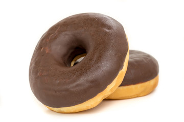 Chocolate donut isolated on white background
