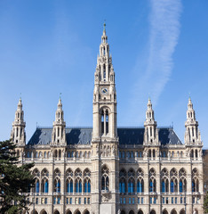 Fototapeta na wymiar Rathaus, the Town Hall Building in Wien