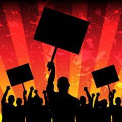 Riot People with Grunge Background