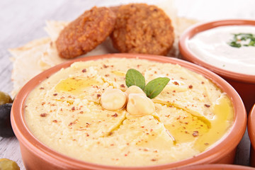 close up on hummus