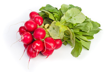 Organic Red radish on white