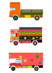 Kolorowe indyjskie ciężarówki. - obrazy, fototapety, plakaty