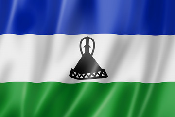 Lesotho flag - obrazy, fototapety, plakaty