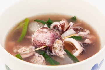 Stuffed squid soup