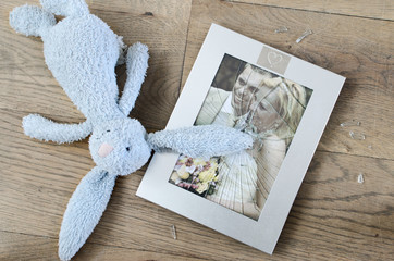 concept of divorce, broken photo frame marriage