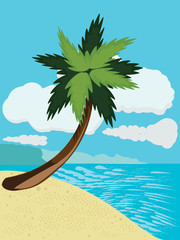 Cartoon beach with palm