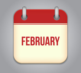 Vector calendar app icon. February