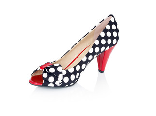Peeptoe schwarz weiss rot 2
