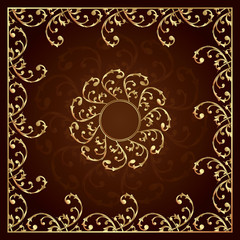 Gold frame with vintage floral elements