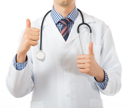 Doctor holding his thumb up