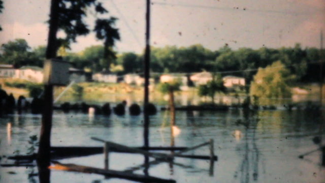 Flooded Neighborhood In Dallas Texas-1948 Vintage 8mm