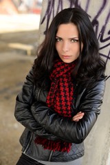 beauty posing over urban background