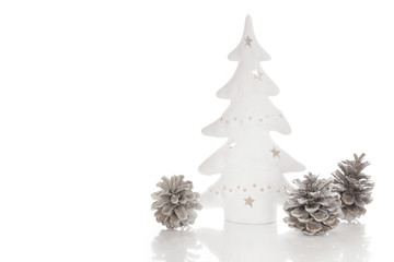 Edles Weihnachtsmotiv in Weiß und Grau