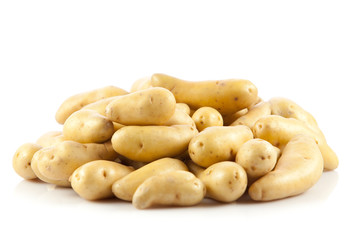 Fresh potatoes on a white background.