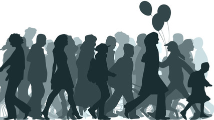 Illustration of crowd moved unknown people.