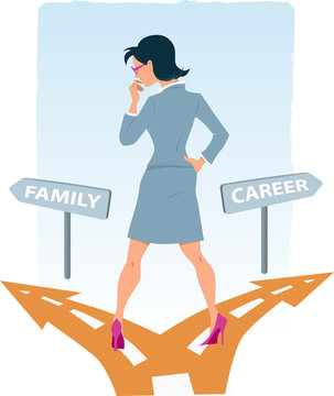 Woman choosing between family and career