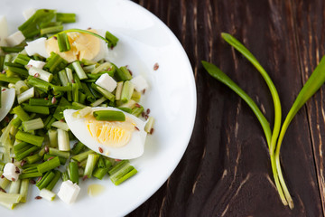 spring salad with fresh herbs and eggs