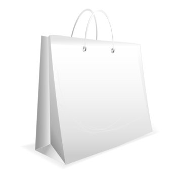 White paper bag on a white background