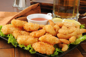 Coconut shrimp and beer