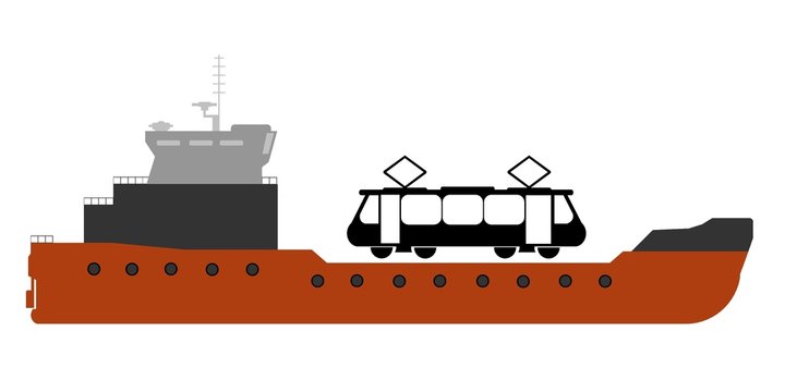 Livraison d'un tramway par bateau cargo