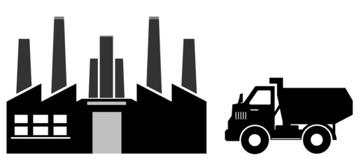 Usine et camion benne