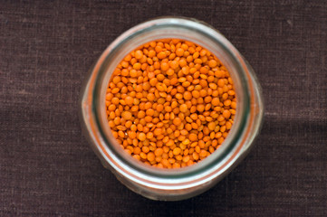 red lentils in a jar