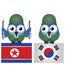 North and South Korea flags