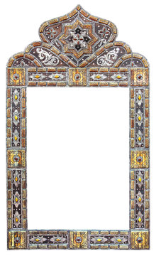 Antique Moroccan style mirror with decorative isolated on white background