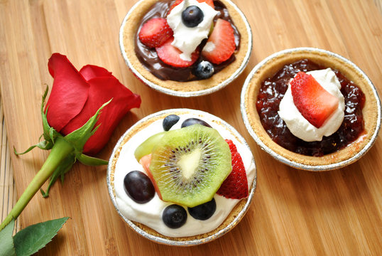 Fruity Mini Desert Pies with a Rose
